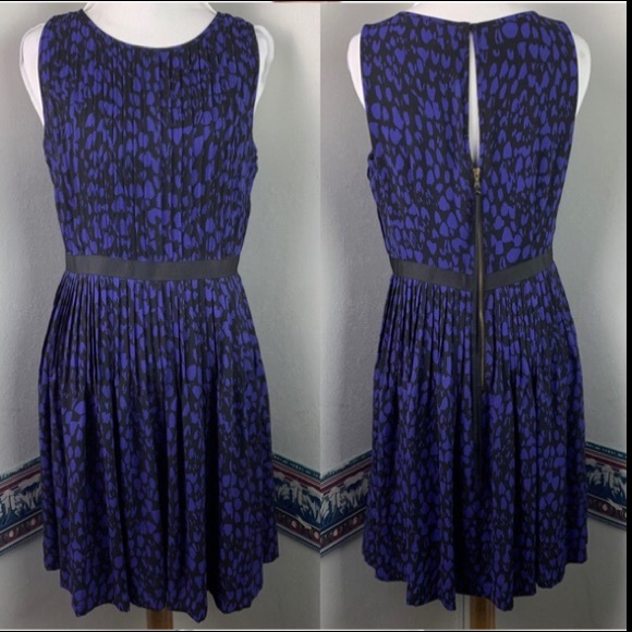LOFT BLACK AND PURPLE PRINT SLEEVELESS DRESS👗Sz0P - Picture 2 of 12